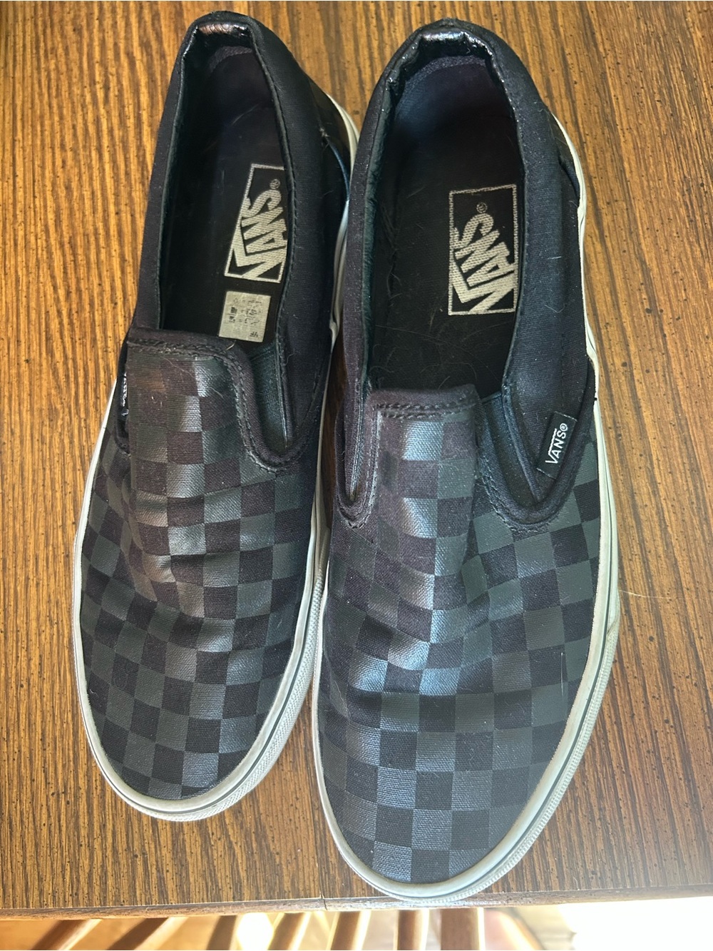 Vans Black Checkerboard Slip-On Loafers